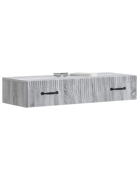 Tavolino da Parete Laterale Grigio Sonoma 87,5 x 34,5 x 17 cm