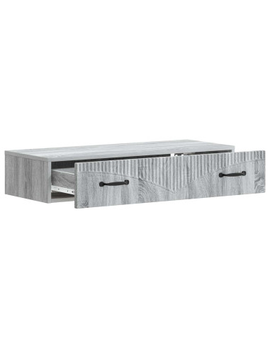 Tavolino da Parete Laterale Grigio Sonoma 87,5 x 34,5 x 17 cm