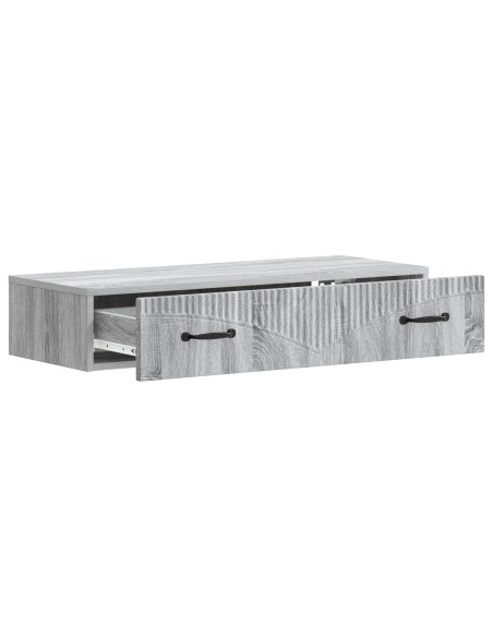 Tavolino da Parete Laterale Grigio Sonoma 87,5 x 34,5 x 17 cm