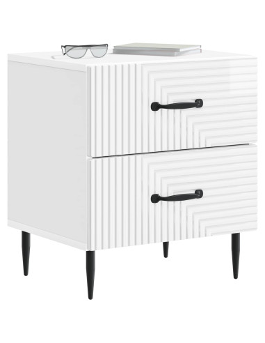 Armadio da Notte 2 pcs Bianco Lucido 43 x 34,5 x 47,5 cm