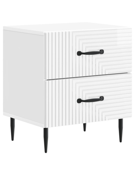 Armadio da Notte 2 pcs Bianco Lucido 43 x 34,5 x 47,5 cm