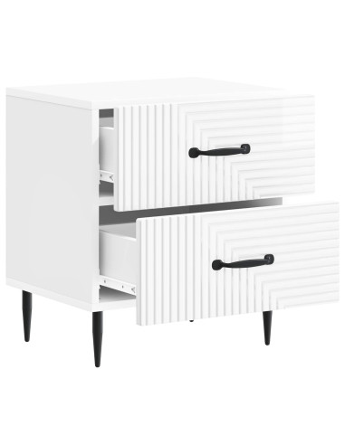 Armadio da Notte 2 pcs Bianco Lucido 43 x 34,5 x 47,5 cm