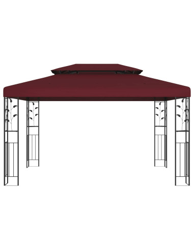 Gazebo 3,97 x 2,96 x 2,68 m Rosso Vino Poliestere e Acciaio