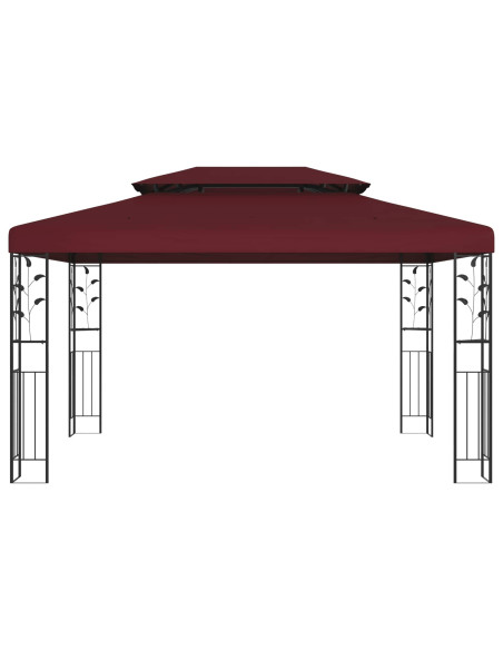 Gazebo 3,97 x 2,96 x 2,68 m Rosso Vino Poliestere e Acciaio