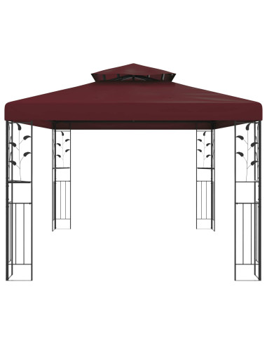 Gazebo 3,97 x 2,96 x 2,68 m Rosso Vino Poliestere e Acciaio