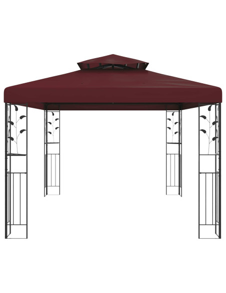 Gazebo 3,97 x 2,96 x 2,68 m Rosso Vino Poliestere e Acciaio