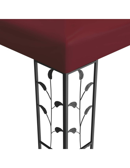 Gazebo 3,97 x 2,96 x 2,68 m Rosso Vino Poliestere e Acciaio