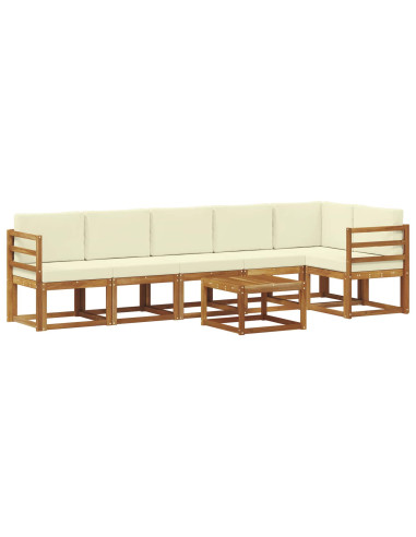 Set di divani da esterno con cuscino 7 pcs Naturale e Crema