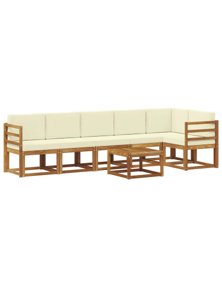 Set di divani da esterno con cuscino 7 pcs Naturale e Crema