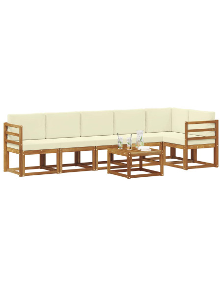 Set di divani da esterno con cuscino 7 pcs Naturale e Crema