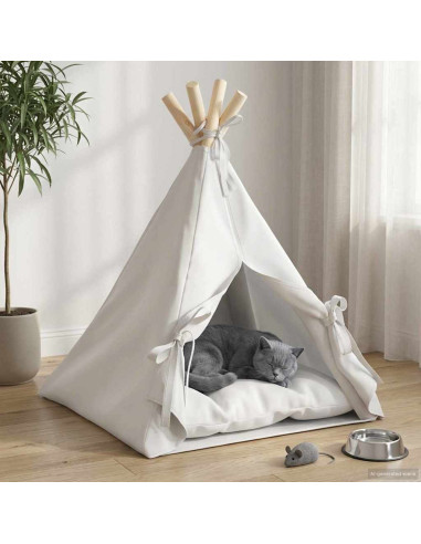 Tenda per animali con cuscino Bianco 40 x 40 x 50 cm Poliestere