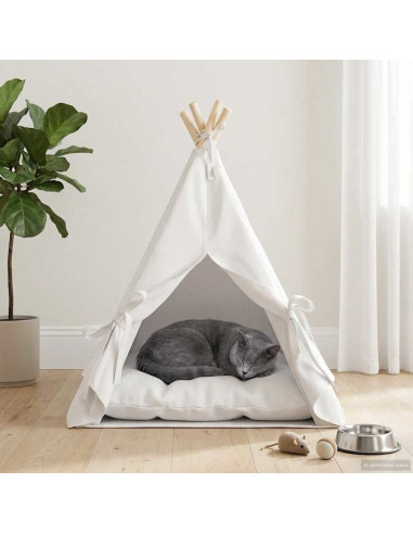 Tenda per animali con cuscino Bianco 50 x 50 x 60 cm Poliestere