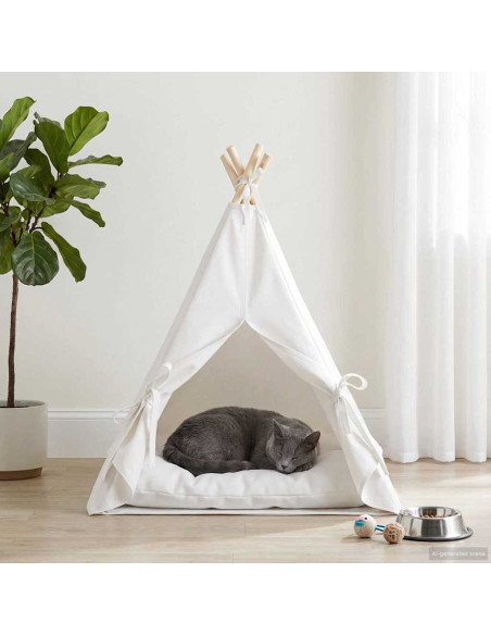 Tenda per animali con cuscino Bianco 60 x 60 x 70 cm Poliestere