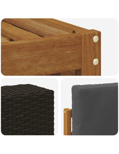 Set divani 10 pcs Naturale e Antracite Legno di Acacia Massello