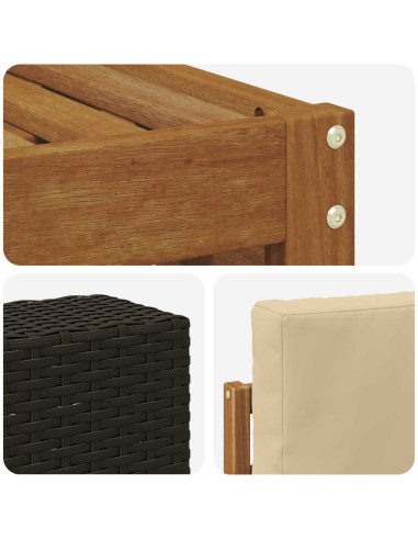 Set divani 10 pcs Naturale e Beige Legno di Acacia Massello