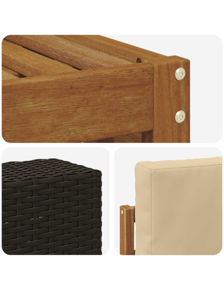 Set divani 10 pcs Naturale e Beige Legno di Acacia Massello