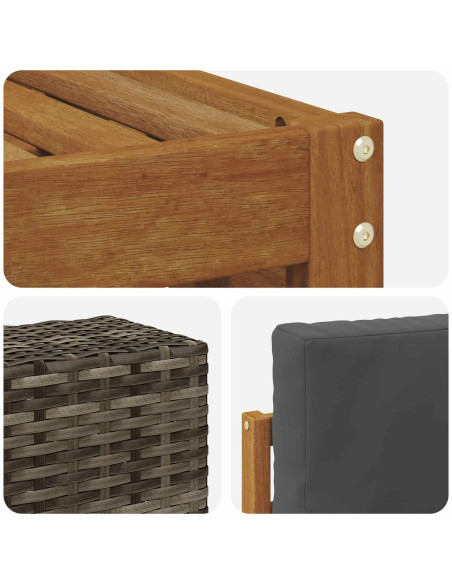 Set divani 10 pcs Naturale e Antracite Legno di Acacia Massello