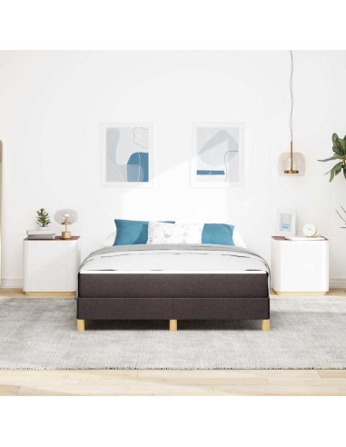 Letto a molle con materasso Marrone Scuro 140 x 190 cm Tessuto