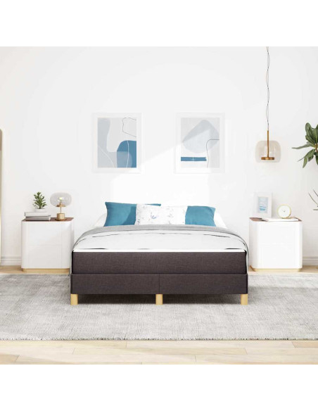 Letto a molle con materasso Marrone Scuro 140 x 190 cm Tessuto