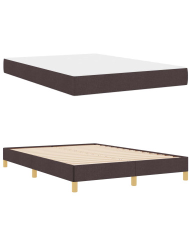 Letto a molle con materasso Marrone Scuro 140 x 190 cm Tessuto
