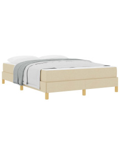 Letto a molle con materasso Crema 140 x 190 cm Tessuto 2