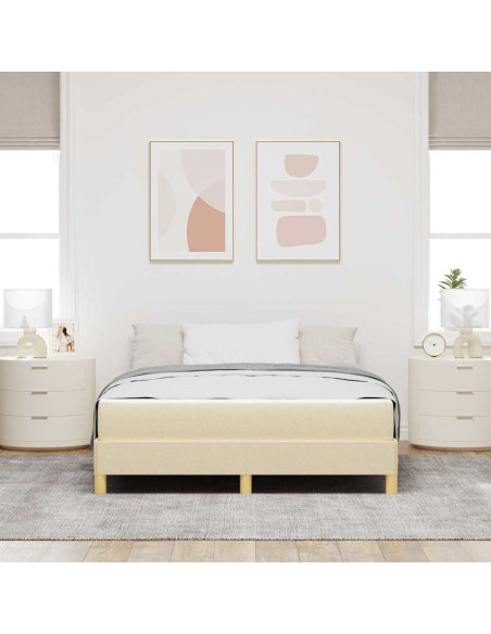 Letto a molle con materasso Crema 140 x 190 cm Tessuto