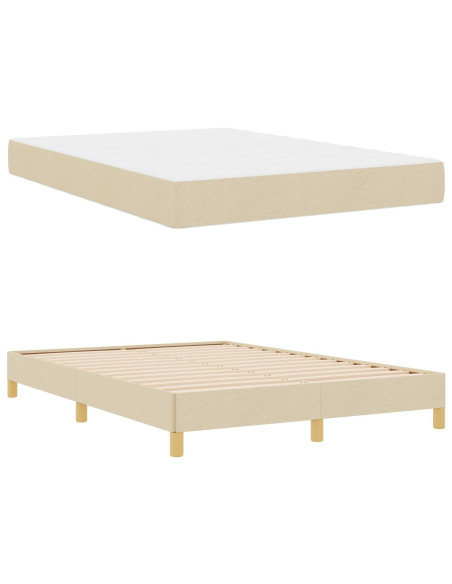 Letto a molle con materasso Crema 140 x 190 cm Tessuto