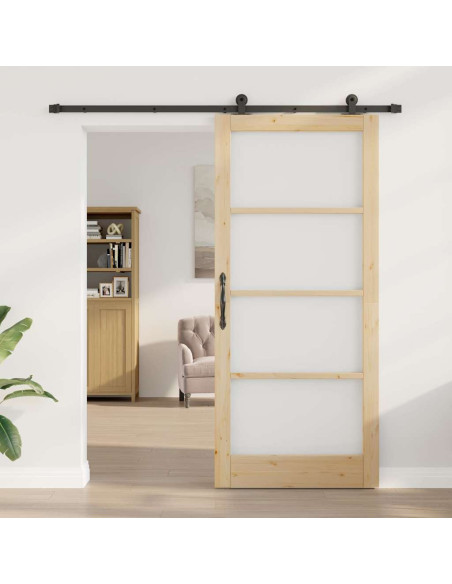 Porta scorrevole ORKDAL Naturale e Nero 93 x 211 cm