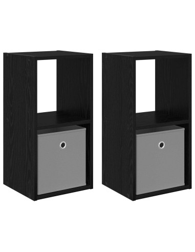 Comodino con cassetto 2 pcs Rovere Nero 30,5 x 27 x 59,5 cm