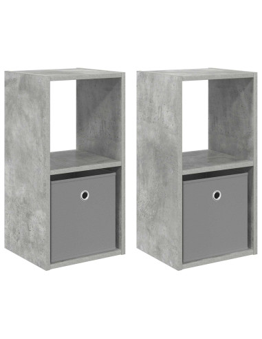 Comodino con cassetto 2 pcs Grigio cemento 30,5 x 27 x 59,5 cm