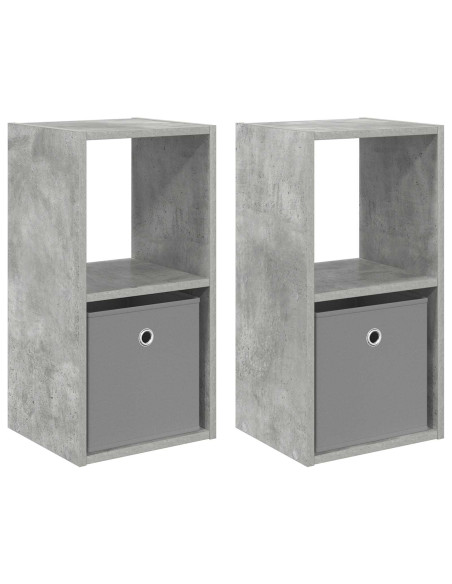 Comodino con cassetto 2 pcs Grigio cemento 30,5 x 27 x 59,5 cm