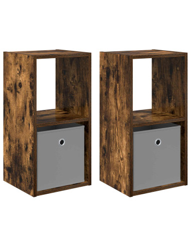 Comodino con cassetto 2 pcs Rovere fumé 30,5 x 27 x 59,5 cm