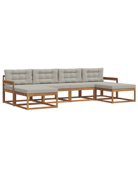Set di divani da esterno 6 pcs Grigio Naturale e Chiaro