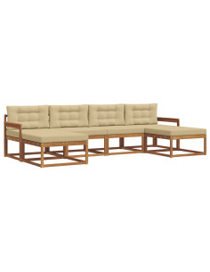 Set di divani da esterno con cuscino 6 pcs Naturale e Beige 2