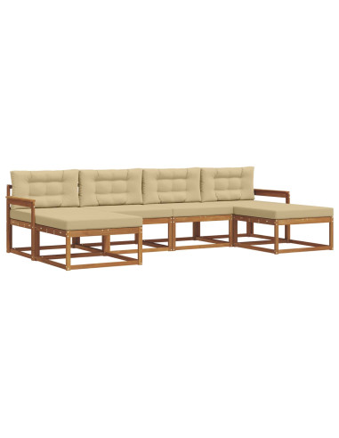 Set di divani da esterno con cuscino 6 pcs Naturale e Beige