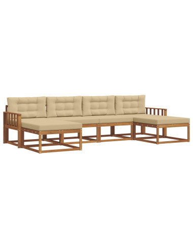 Set di divani da esterno con cuscino 6 pcs Naturale e Beige
