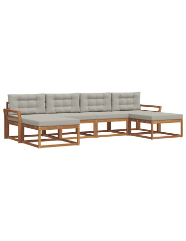 Set di divani da esterno 6 pcs Grigio Naturale e Chiaro