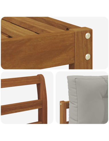 Set di divani da esterno 6 pcs Grigio Naturale e Chiaro
