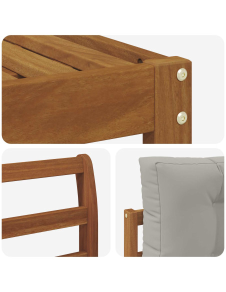 Set di divani da esterno 6 pcs Grigio Naturale e Chiaro