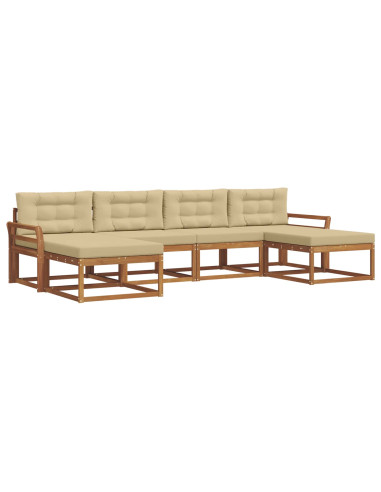 Set di divani da esterno con cuscino 6 pcs Naturale e Beige