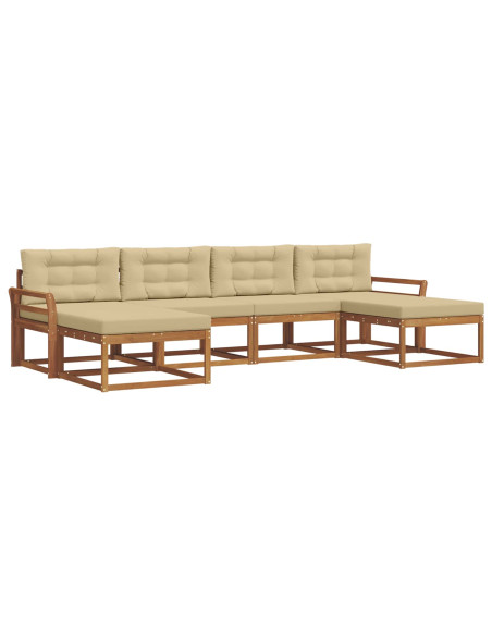 Set di divani da esterno con cuscino 6 pcs Naturale e Beige