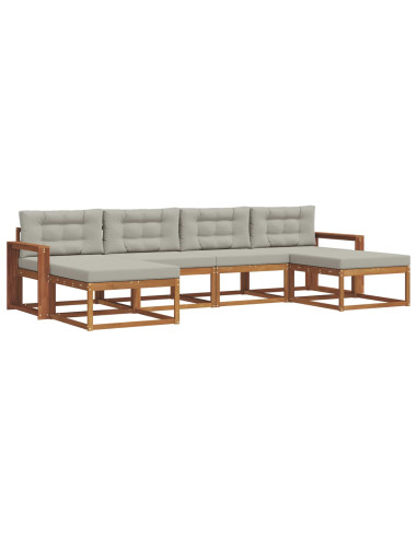 Set di divani da esterno 6 pcs Grigio Naturale e Chiaro