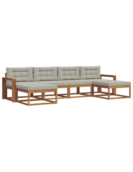 Set di divani da esterno 6 pcs Grigio Naturale e Chiaro