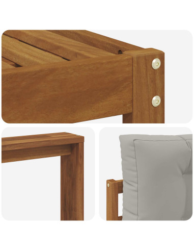 Set di divani da esterno 6 pcs Grigio Naturale e Chiaro