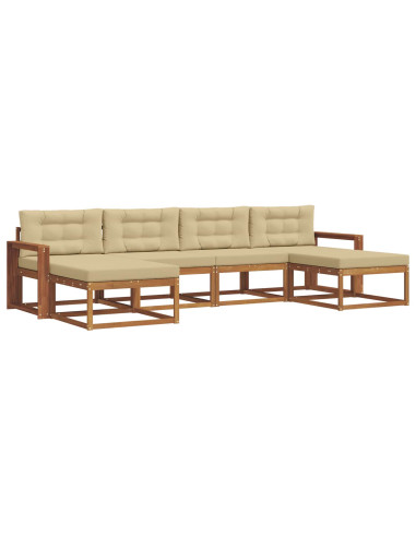 Set di divani da esterno con cuscino 6 pcs Naturale e Beige