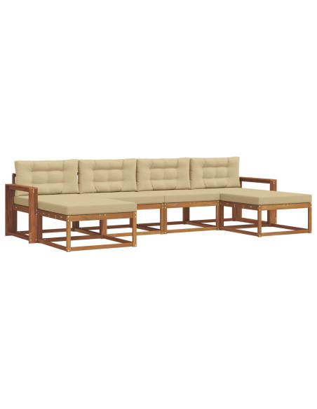 Set di divani da esterno con cuscino 6 pcs Naturale e Beige