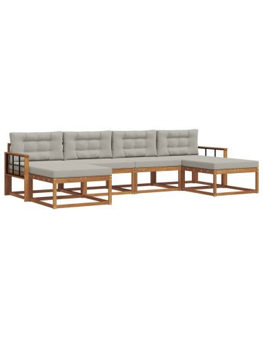 Set di divani da esterno 6 pcs Grigio Naturale e Chiaro