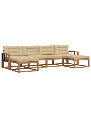 Set di divani da esterno con cuscino 6 pcs Naturale e Beige