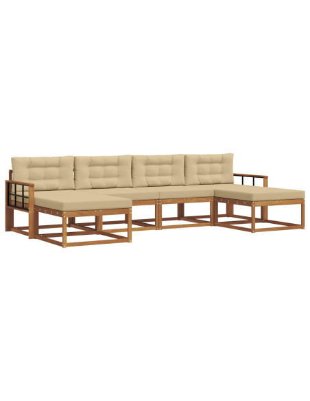 Set di divani da esterno con cuscino 6 pcs Naturale e Beige