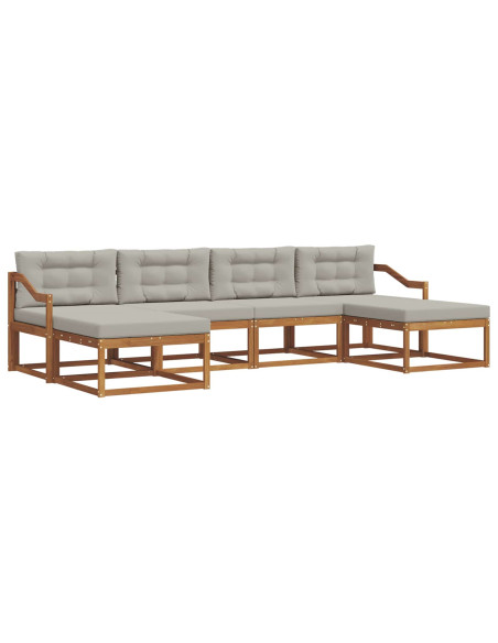 Set di divani da esterno 6 pcs Grigio Naturale e Chiaro